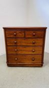 A VICTORIAN MAHOGANY CHEST, TWO SHORT OVER THREE LONG DRAWERS W 104CM. D 48CM. H 106CM.