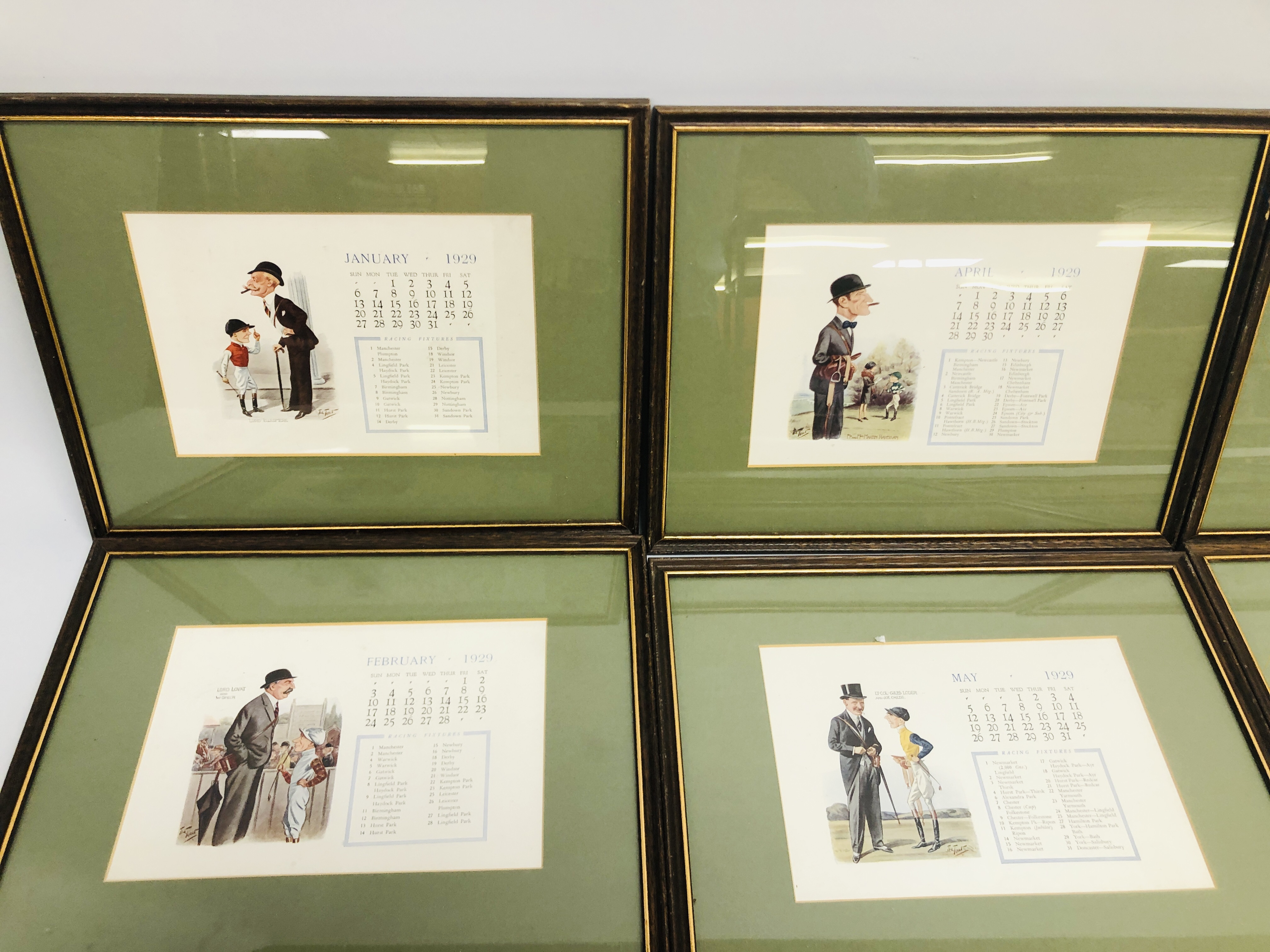 A COLLECTION OF 12 FRAMED CALENDAR RACING FIXTURES. - Image 2 of 4