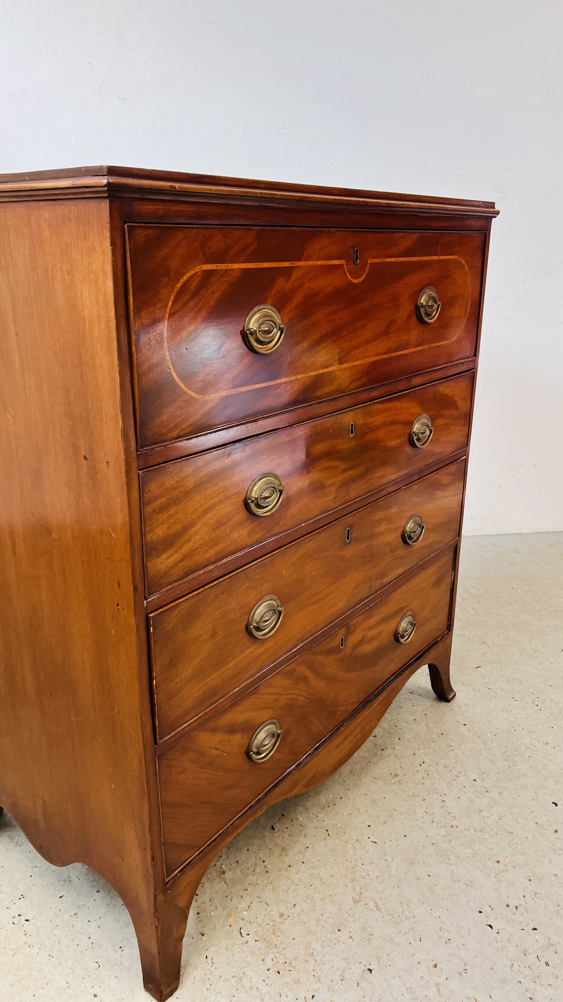 A GEORGIAN MAHOGANY CHEST WITH SECRETAIRE DRAWER W 94CM. D 52CM. H 107CM. - Image 10 of 17