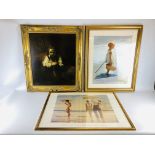 A GROUP OF THREE FRAMED AND MOUNTED PRINTS TO INCLUDE JACK VETTRIANO,