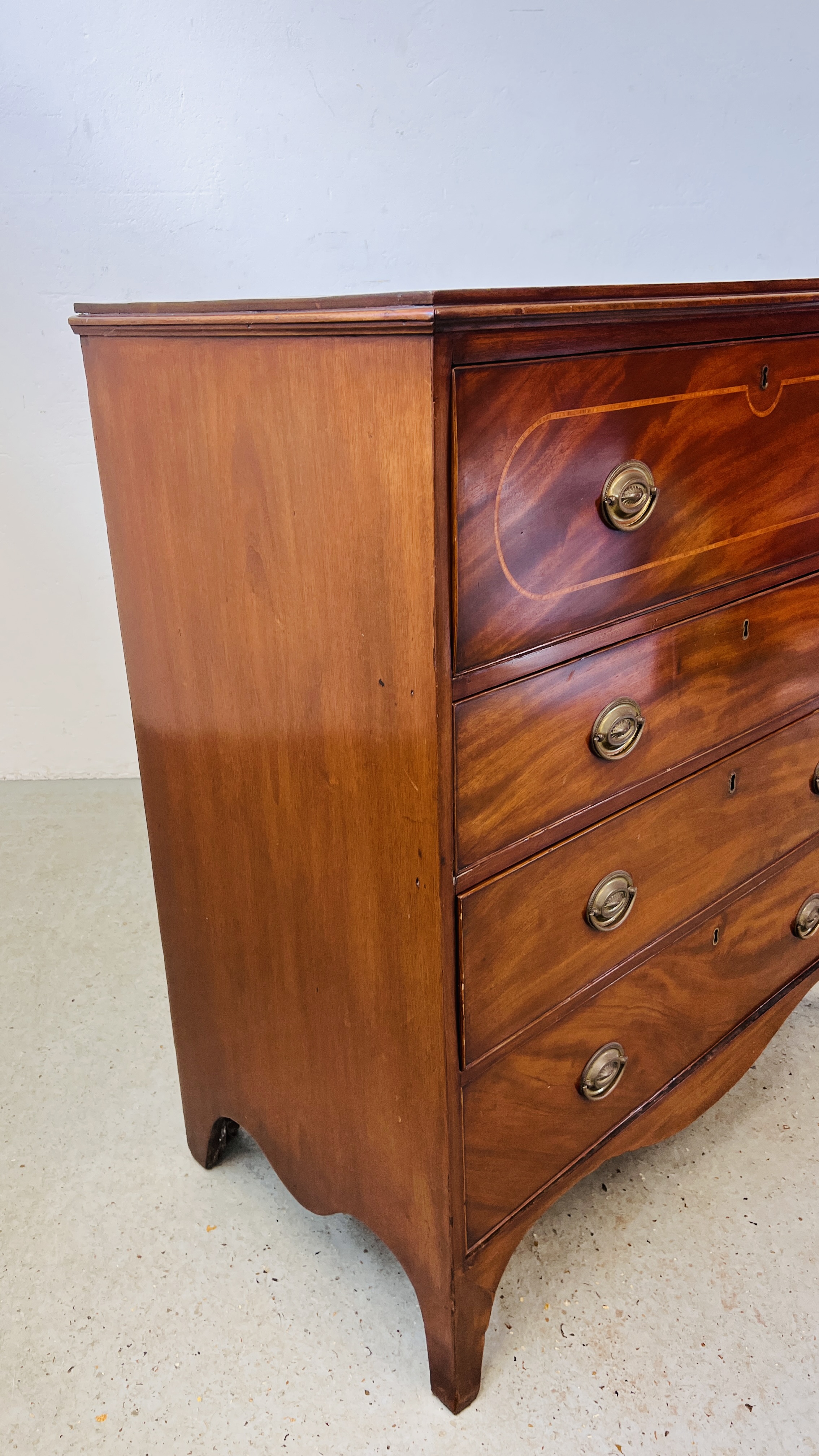 A GEORGIAN MAHOGANY CHEST WITH SECRETAIRE DRAWER W 94CM. D 52CM. H 107CM. - Image 9 of 17