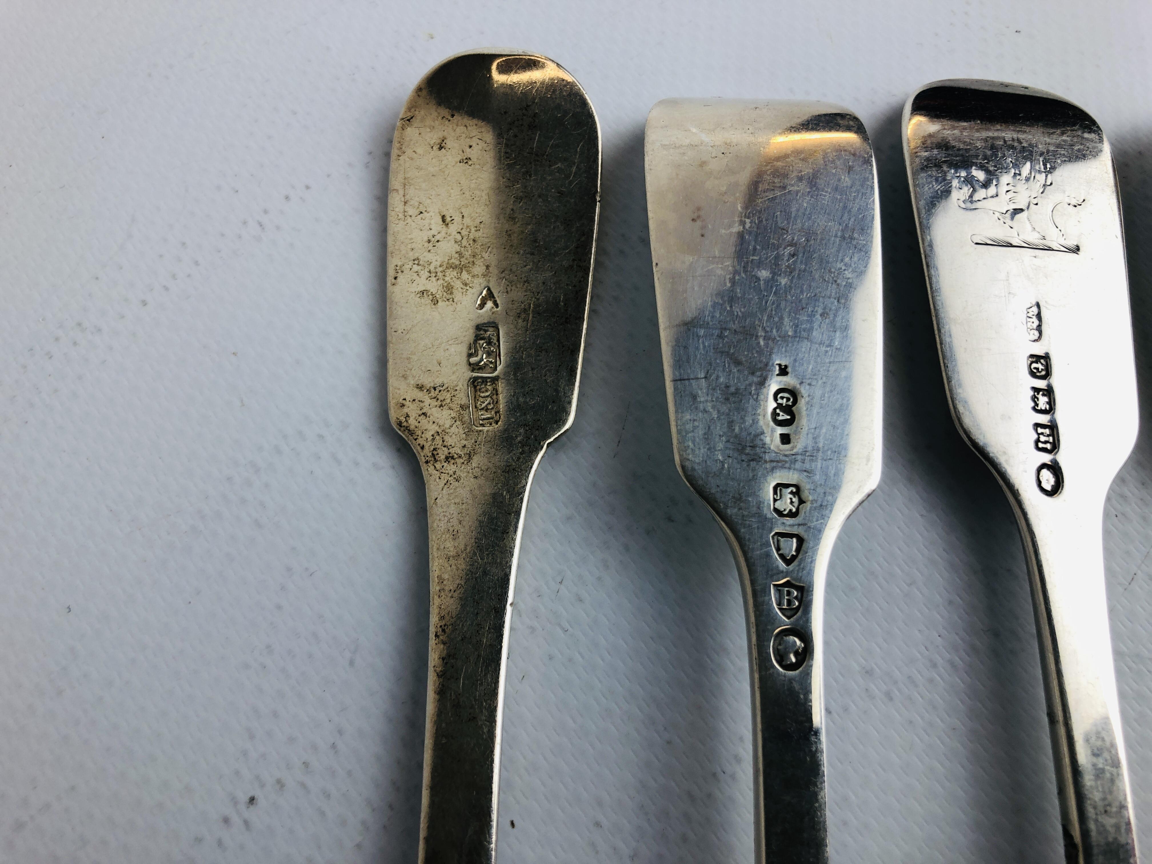 SIX SIMILAR SILVER FIDDLE PATTERN TABLE FORKS DIFFERENT DATES AND MAKERS, VICTORIAN AND EARLIER, - Image 12 of 13