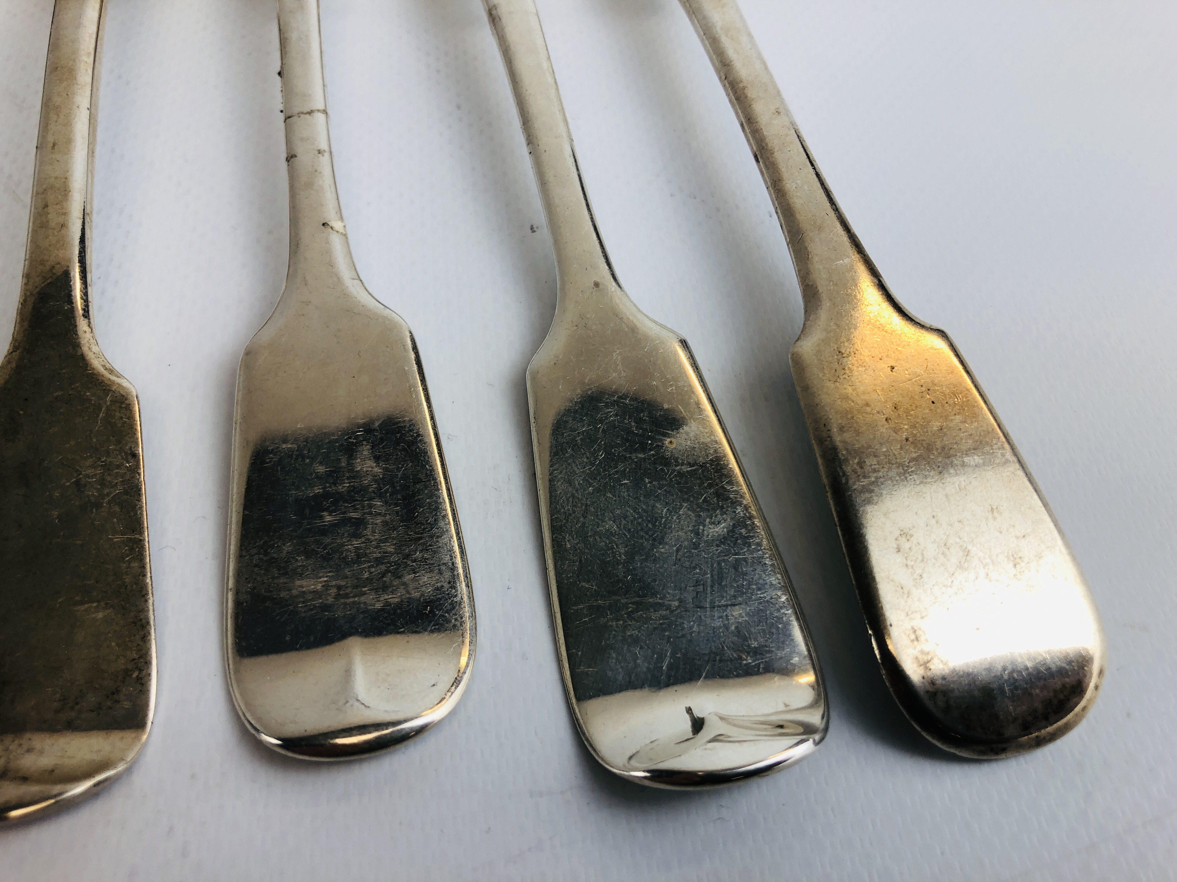 SIX SIMILAR SILVER FIDDLE PATTERN TABLE FORKS DIFFERENT DATES AND MAKERS, VICTORIAN AND EARLIER, - Image 3 of 13