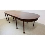 A C20TH MAHOGANY "D" - END DINING TABLE, ON PAD FEET 290CM LONG. BESPOKE COMMISSION BY JOHN BARNARD.