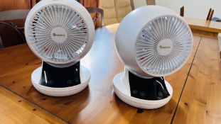 A PAIR OF MEACO 360 REVOLVING DESK FANS - SOLD AS SEEN.