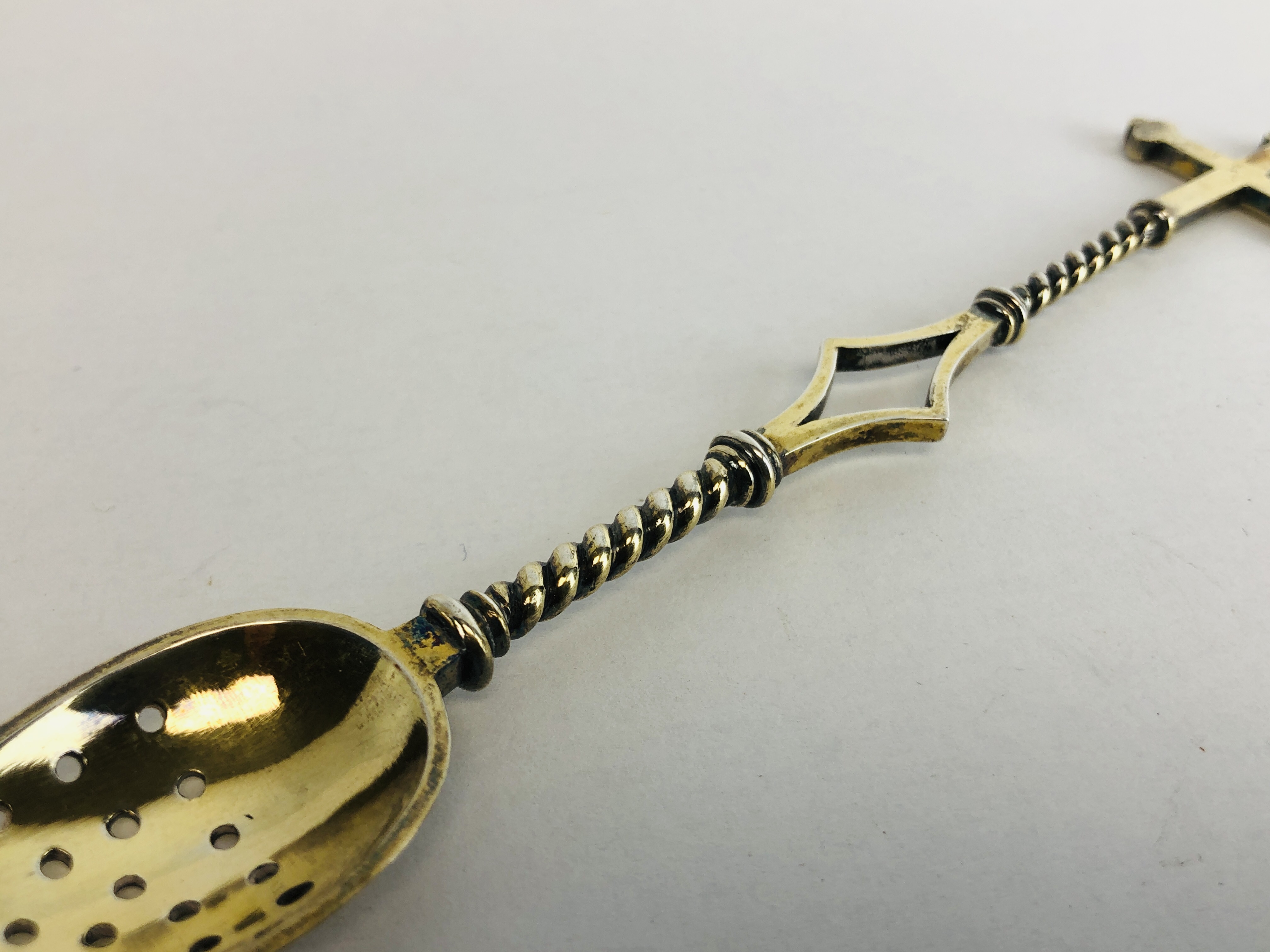 A VICTORIAN SILVER GILT CHRISM SPOON, - Image 3 of 12