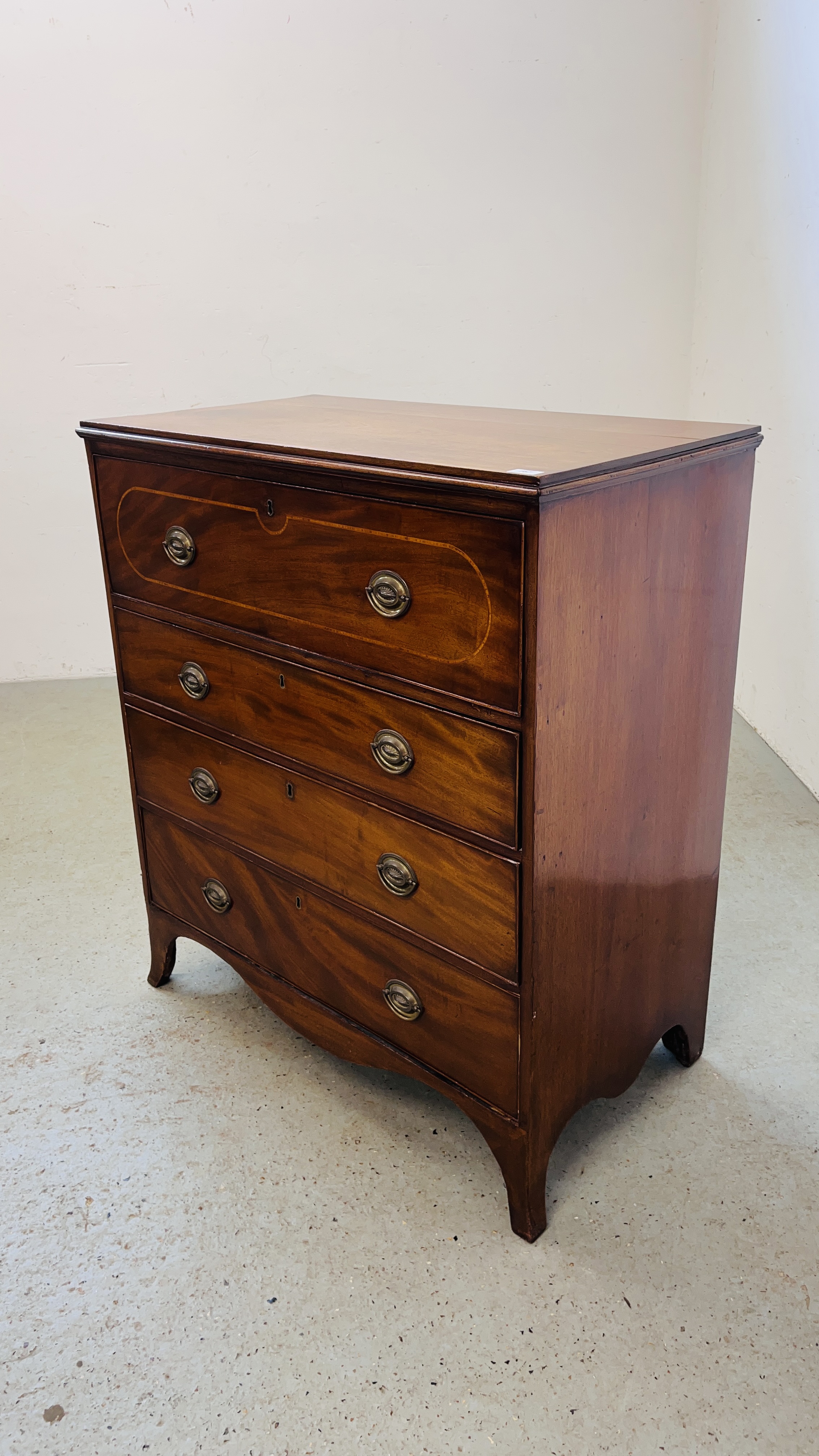 A GEORGIAN MAHOGANY CHEST WITH SECRETAIRE DRAWER W 94CM. D 52CM. H 107CM. - Image 2 of 17