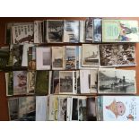 BOX OF MIXED OLD POSTCARDS (APPROX 600).