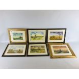 A GROUP OF 6 ORIGINAL FRAMED WATERCOLOURS, BROADLAND SCENES BEARING SIGNATURE "LORENZO".