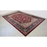 A MODERN RED PATTERN PERSIAN HERATI DESIGN CARPET, L 300CM X W 200CM.