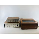 A GOODMANS GARARD MUSIC SWEET RECORD PLAYER MODEL 3025 ALONG WITH TWO PIECES OF ROTEL AUDIO