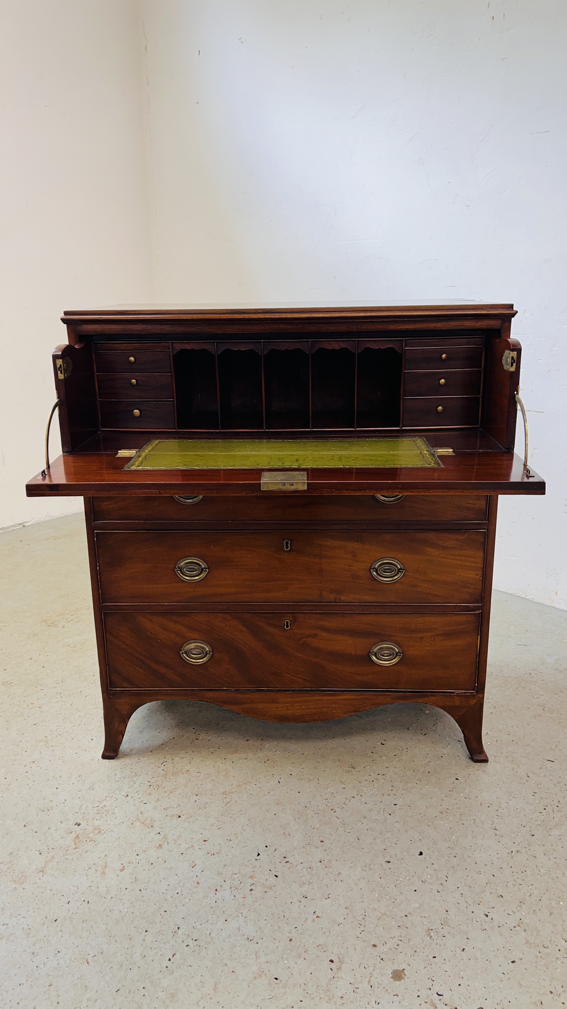 A GEORGIAN MAHOGANY CHEST WITH SECRETAIRE DRAWER W 94CM. D 52CM. H 107CM. - Image 12 of 17