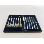 A CASED SET OF SIX SILVER HANOVARIAN PATTERN FISH KNIVES AND FORKS LONDON 1938 BY JOSEPH WALTON AND