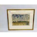 ORIGINAL PETER SOLLY WATERCOLOUR "CLEY MILL" NORFOLK, 23 X 34.5CM.