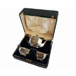 AN ANTIQUE SILVER 3 PIECE TEASET OF CANTED RECTANGULAR FORM,