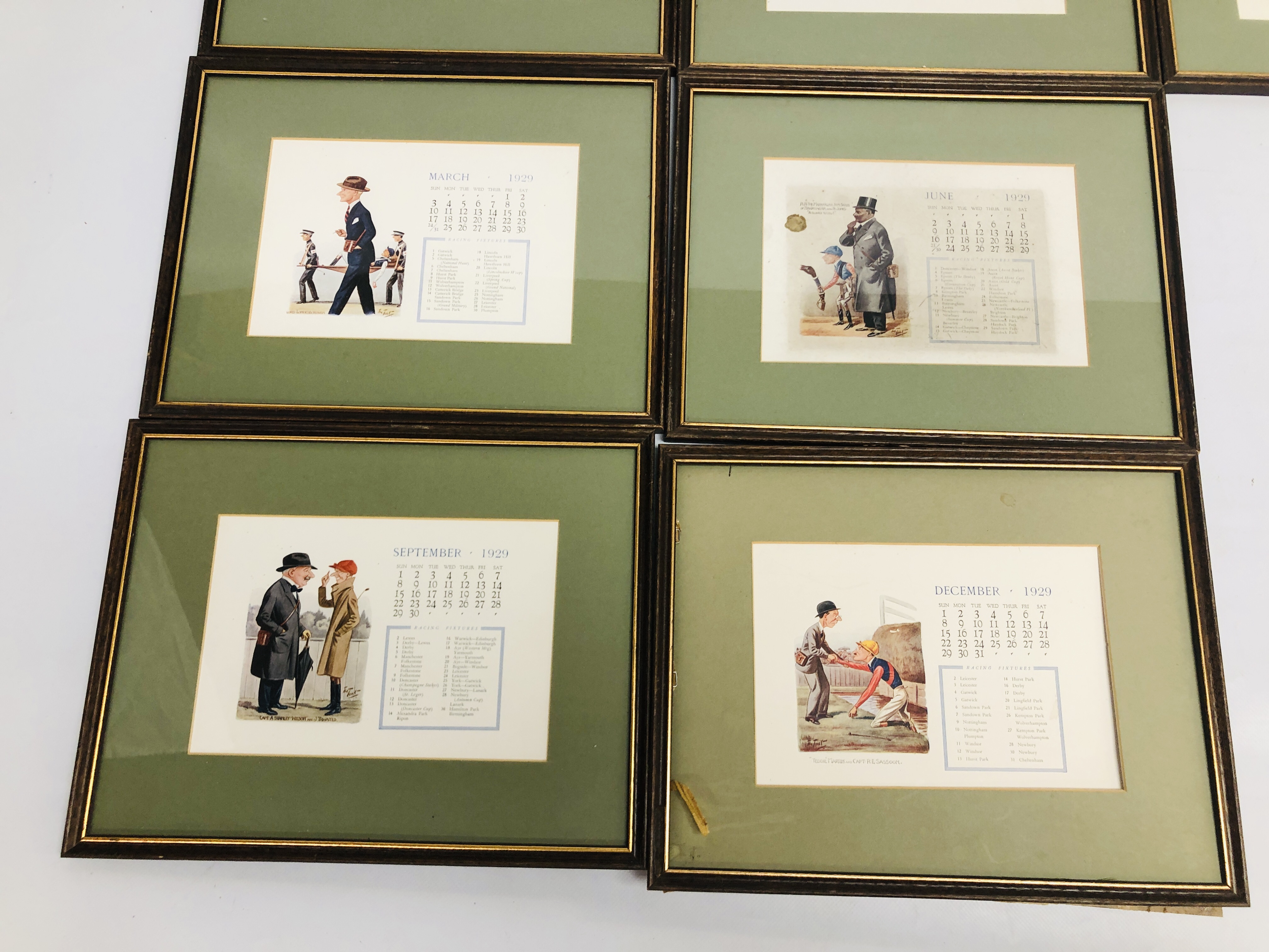 A COLLECTION OF 12 FRAMED CALENDAR RACING FIXTURES. - Image 4 of 4