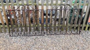 A SET OF IRON GARDEN GATES 240CM OPENING