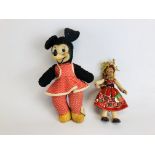 A 1950'S DISNEY SEMCO MINNIE MOUSE COLLECTOR'S TOY + A PORTUGESE SOUVENIR DOLL.