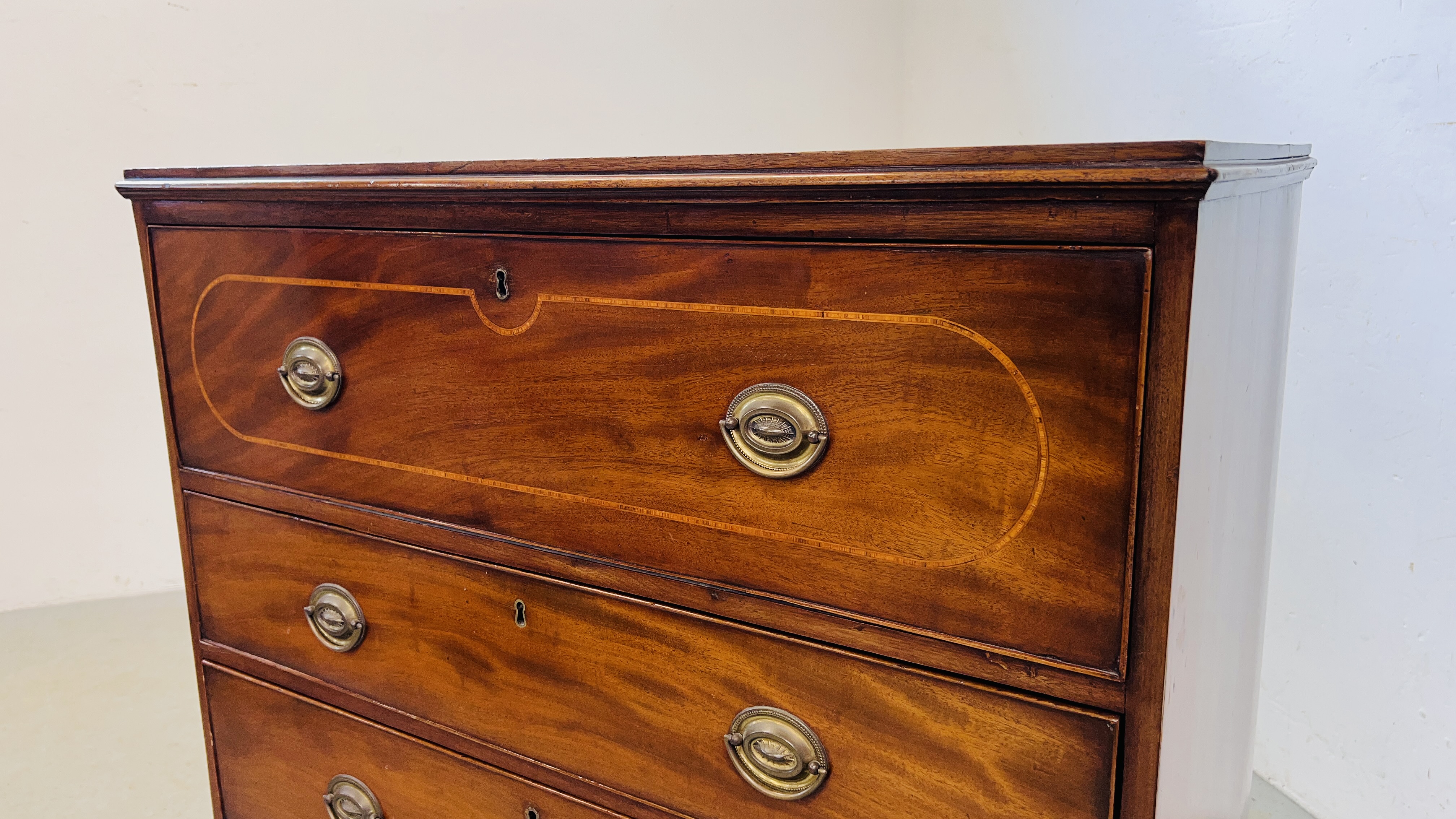 A GEORGIAN MAHOGANY CHEST WITH SECRETAIRE DRAWER W 94CM. D 52CM. H 107CM. - Image 5 of 17