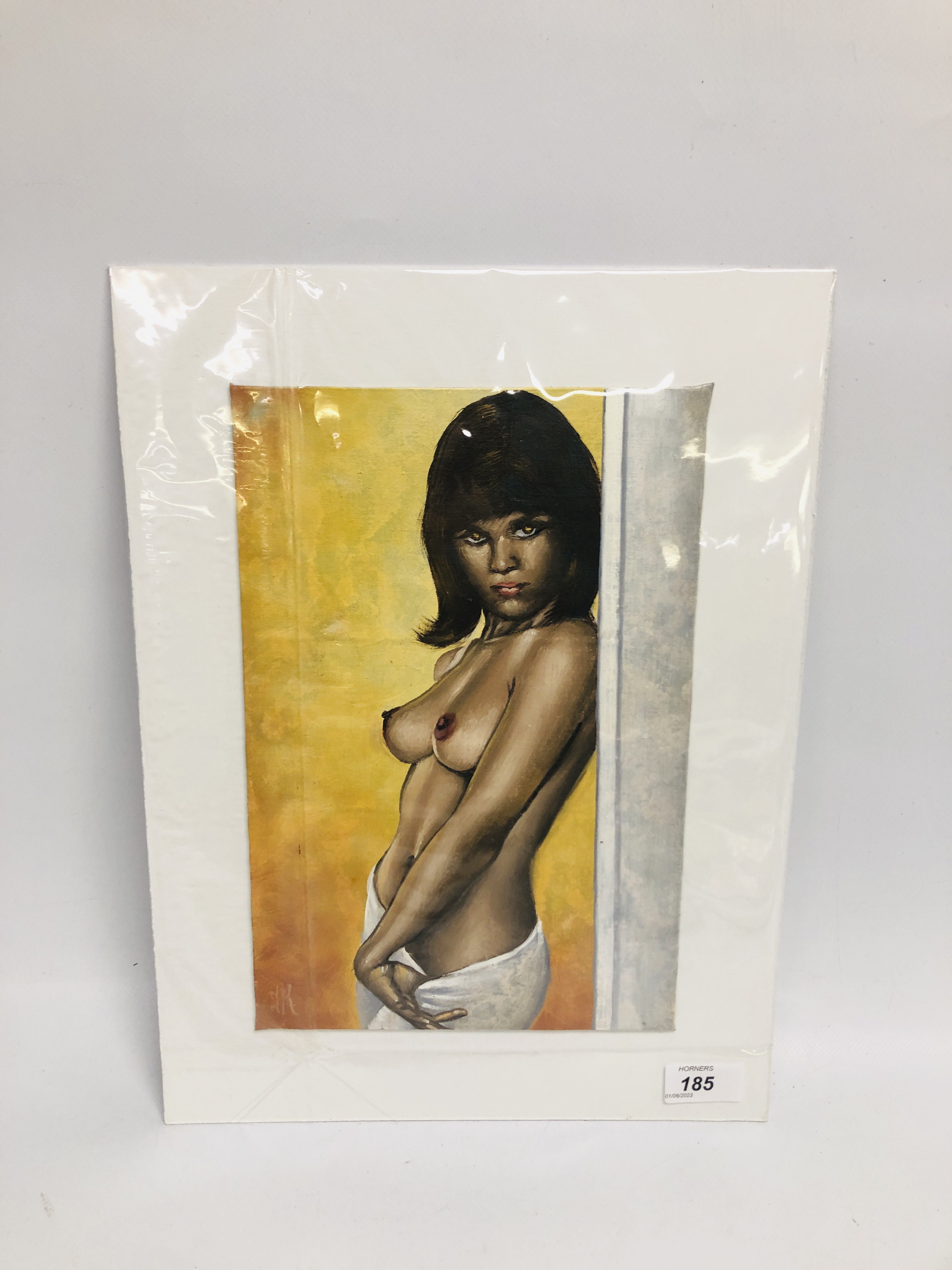 OIL ON BOARD "WHITE SARONG" BEARING SIGNATURE KRYS LEACH 20CM X 30.5CM.