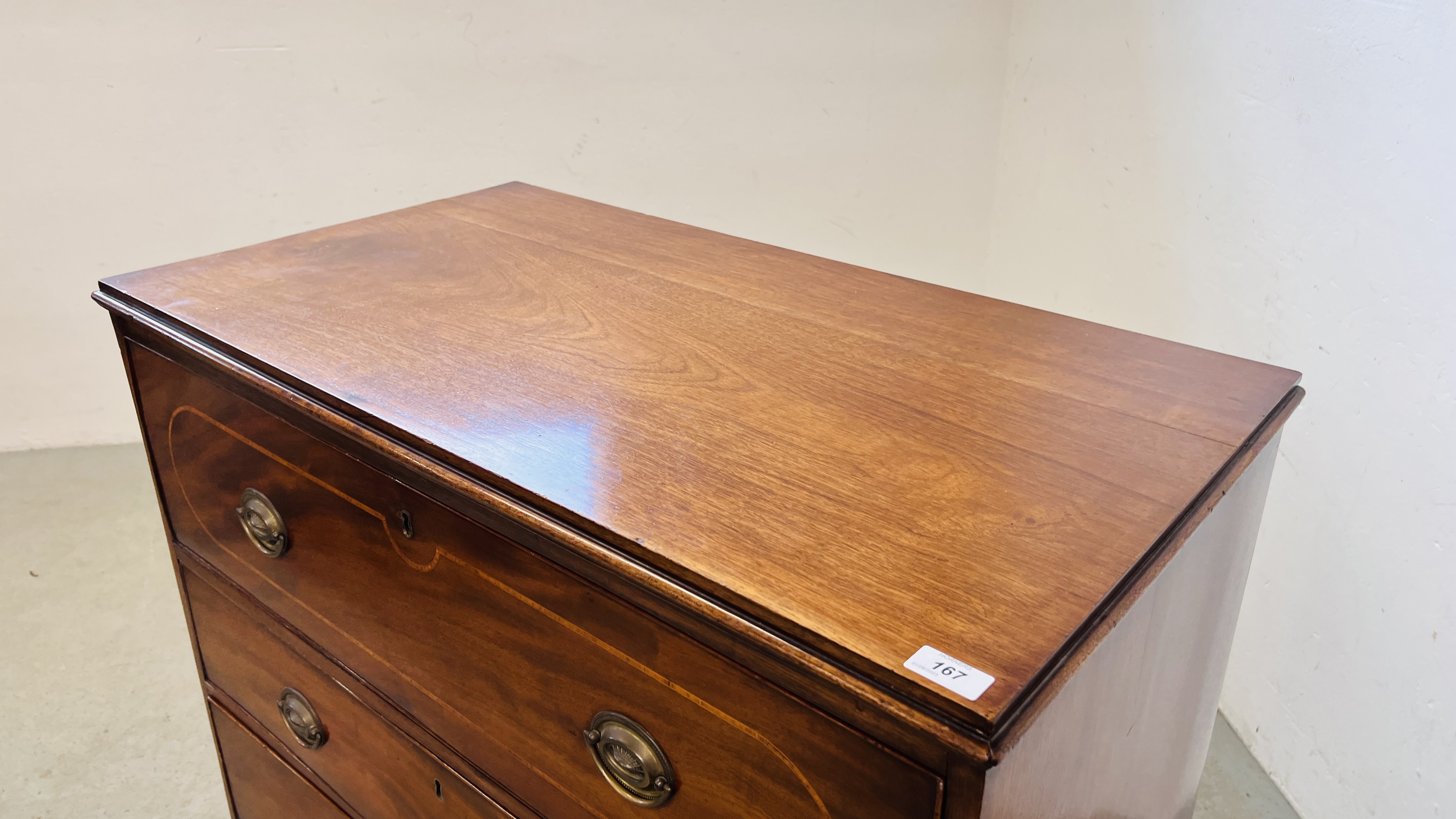 A GEORGIAN MAHOGANY CHEST WITH SECRETAIRE DRAWER W 94CM. D 52CM. H 107CM. - Image 3 of 17