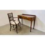 A REPRODUCTION MAHOGANY SHAPED FRONT,