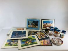 APPROXIMATELY 13 MOUNTED WALT DISNEY LITHOGRAPH AND PRINTS,