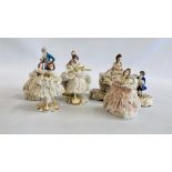 A GROUP OF SEVEN ASSORTED CONTINENTAL CABINET FIGURINES.