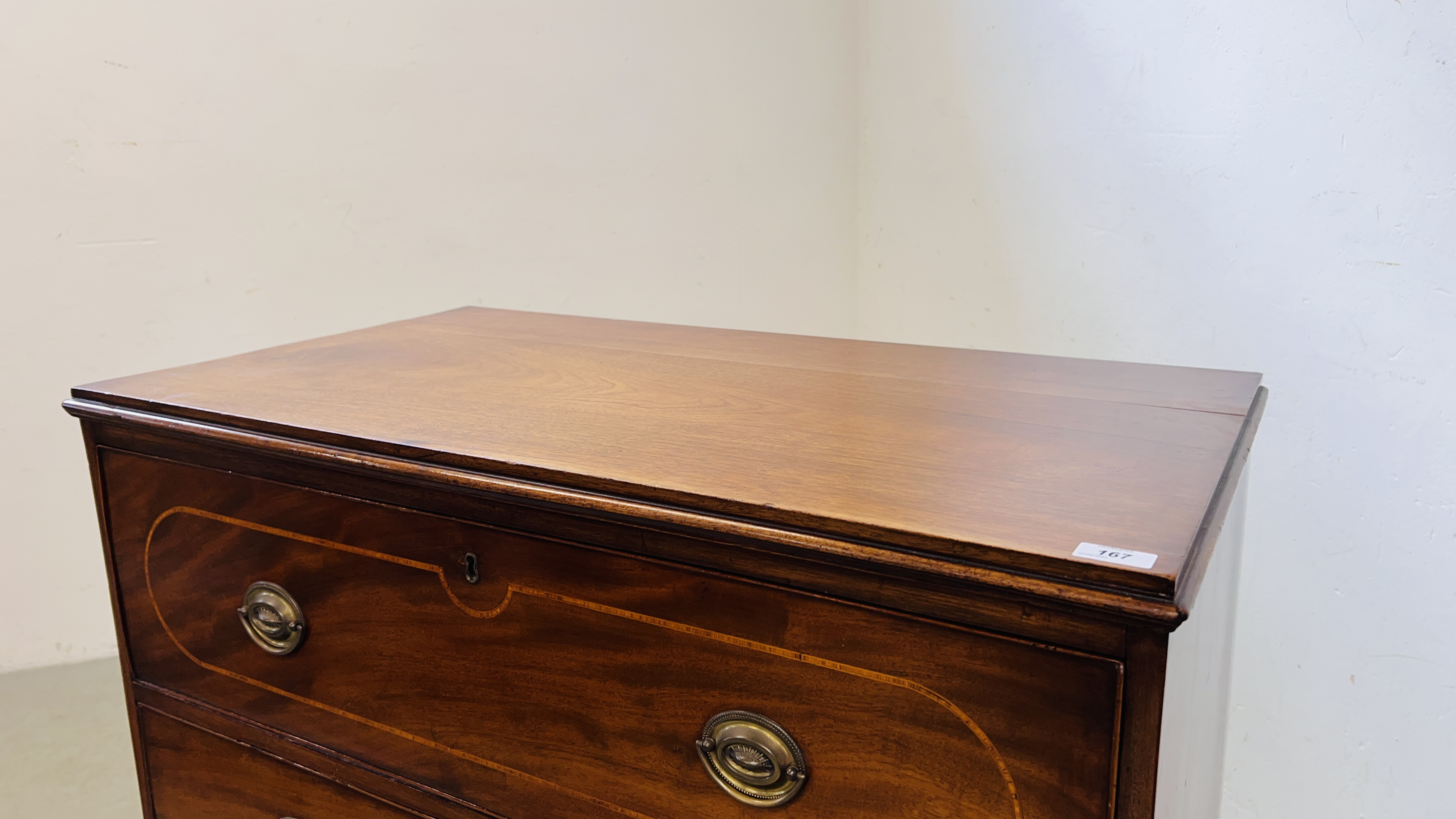 A GEORGIAN MAHOGANY CHEST WITH SECRETAIRE DRAWER W 94CM. D 52CM. H 107CM. - Image 4 of 17