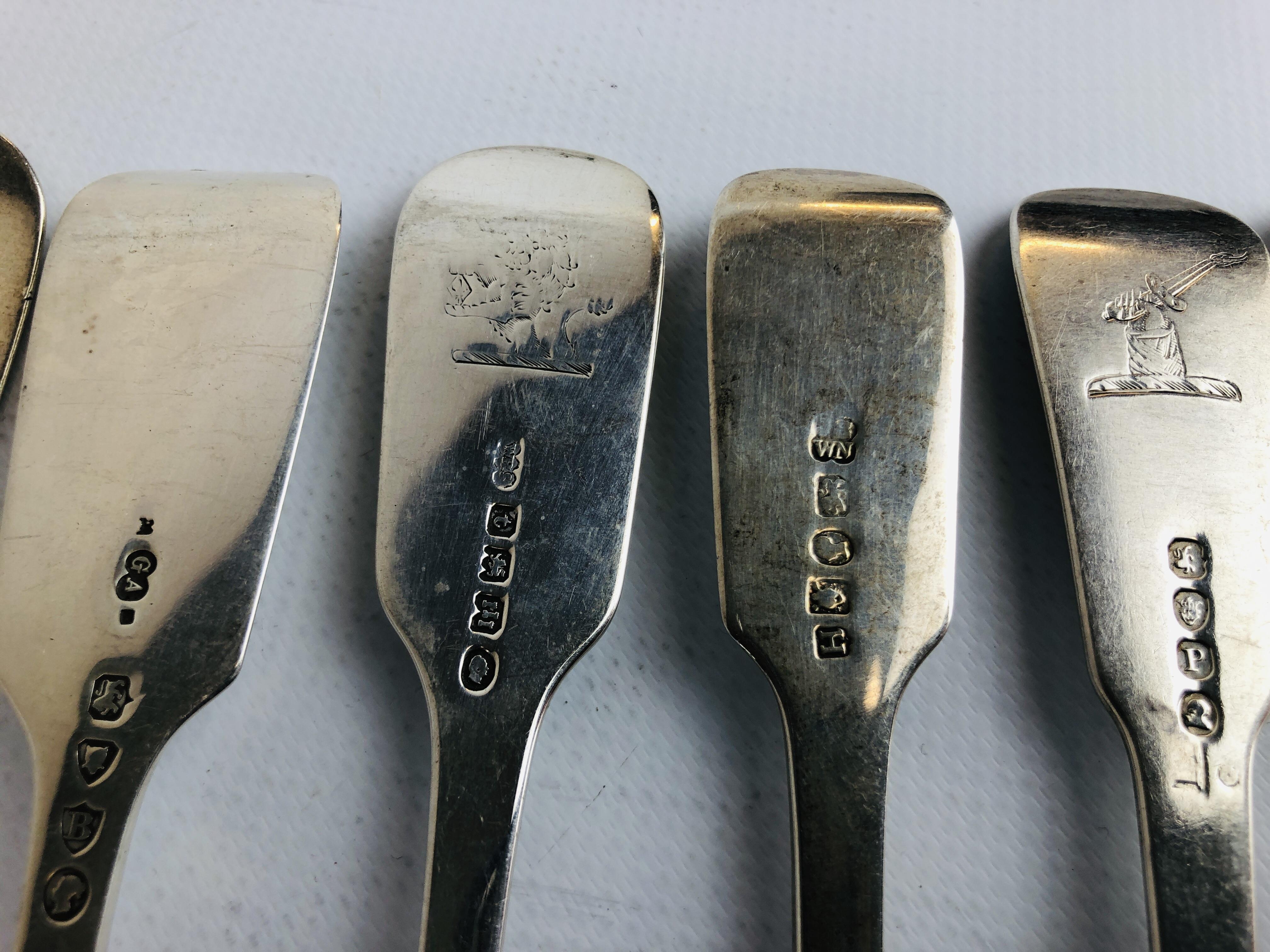 SIX SIMILAR SILVER FIDDLE PATTERN TABLE FORKS DIFFERENT DATES AND MAKERS, VICTORIAN AND EARLIER, - Image 11 of 13