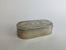 A GEORGE III SILVER SNUFF BOX THE ENGRAVED LID WITH OVAL CARTOUCHE AND MONOGRAM,