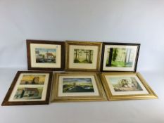 A GROUP OF 6 ORIGINAL FRAMED WATERCOLOURS DEPICTING VARIOUS LOCAL SCENES WOODLAND, GREAT YARMOUTH,