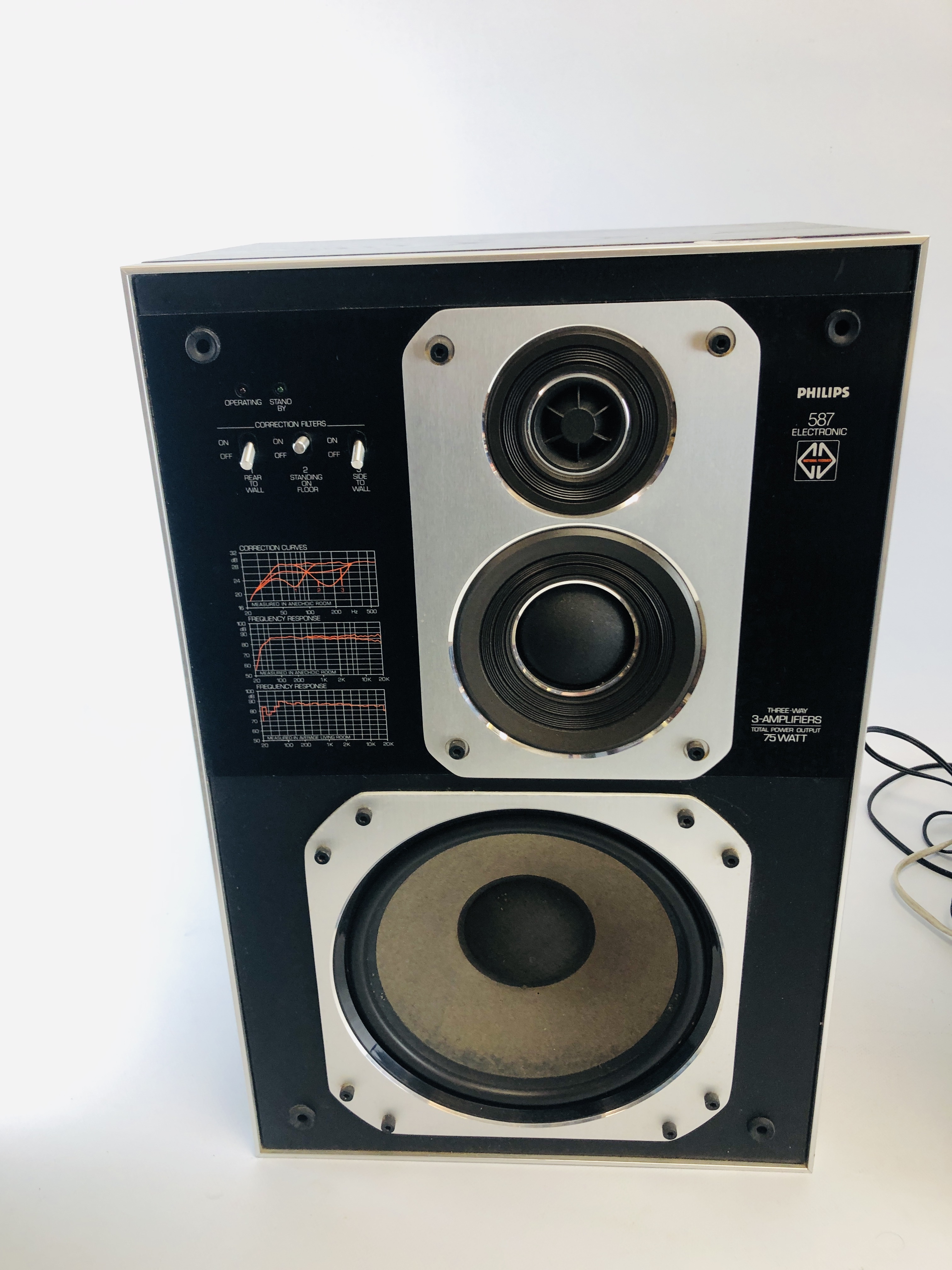 A PAIR OF PHILIPS 587 ELECTRONIC SPEAKERS - SOLD AS SEEN. - Image 3 of 4
