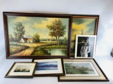A PAIR OF ORIGINAL OIL PAINTINGS BEARING SIGNATURE ALONG WITH A NUDE BLACK AND WHITE PHOTOGRAPH,