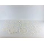 ANTIQUE NOTTINGHAM CLUNY LACE TABLE MATS (2 X 9.5inch, 12 X 7.5inch, 12 X 5.5inch).