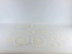ANTIQUE NOTTINGHAM CLUNY LACE TABLE MATS (2 X 9.5inch, 12 X 7.5inch, 12 X 5.5inch).