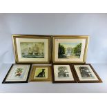 A GROUP OF 6 ORIGINAL FRAMED WATERCOLOURS DEPICTING ROCKY, CHERRIES, 60 GLORIOUS YEARS ETC.