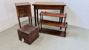 AN EARLY C19TH MAHOGANY POT CUPBOARD WITH UP AND OVER DOOR A/F,