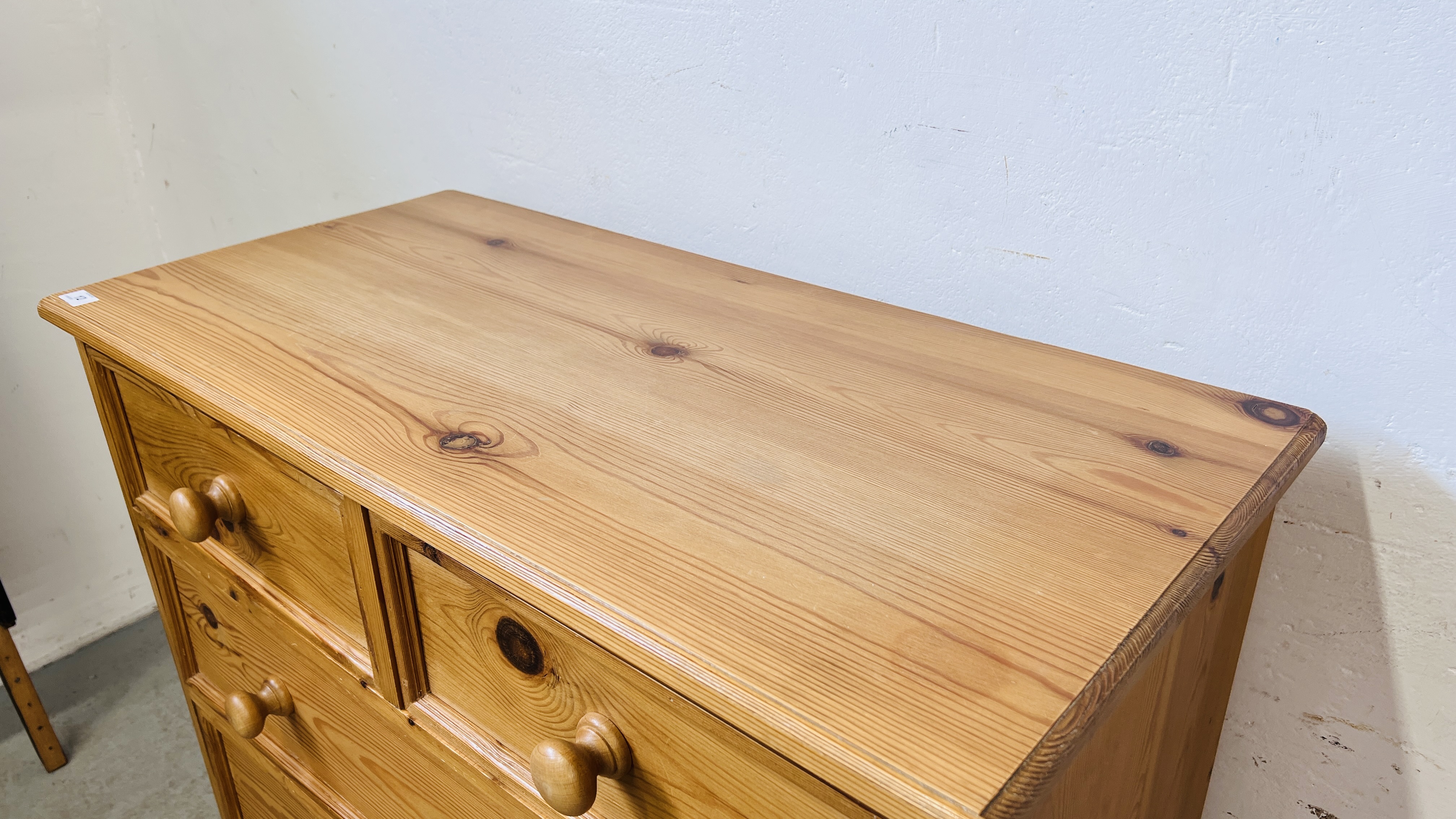 A GOOD QUALITY WAXED PINE TWO OVER THREE DRAWER CHEST, W 94CM, D 45CM, H 103CM. - Image 7 of 10