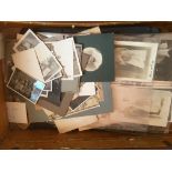 OLD SUITCASE (BROKEN CATCHES) WITH AN ACCUMULATION OF PHOTOGRAPHS AND A FEW POSTCARDS IN ALBUMS AND