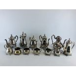 BOX CONTAINING A COLLECTION OF ASSORTED SILVER PLATED COFFEE SETS ETC.