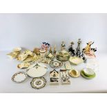 A COLLECTION OF DECORATIVE TEA WARE AND CABINET COLLECTORS FIGURES TO INCLUDE LIMITED EDITION