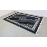 A MODERN BLUE PATTERN RUG LENGTH 2.33M WIDTH 1.59M.