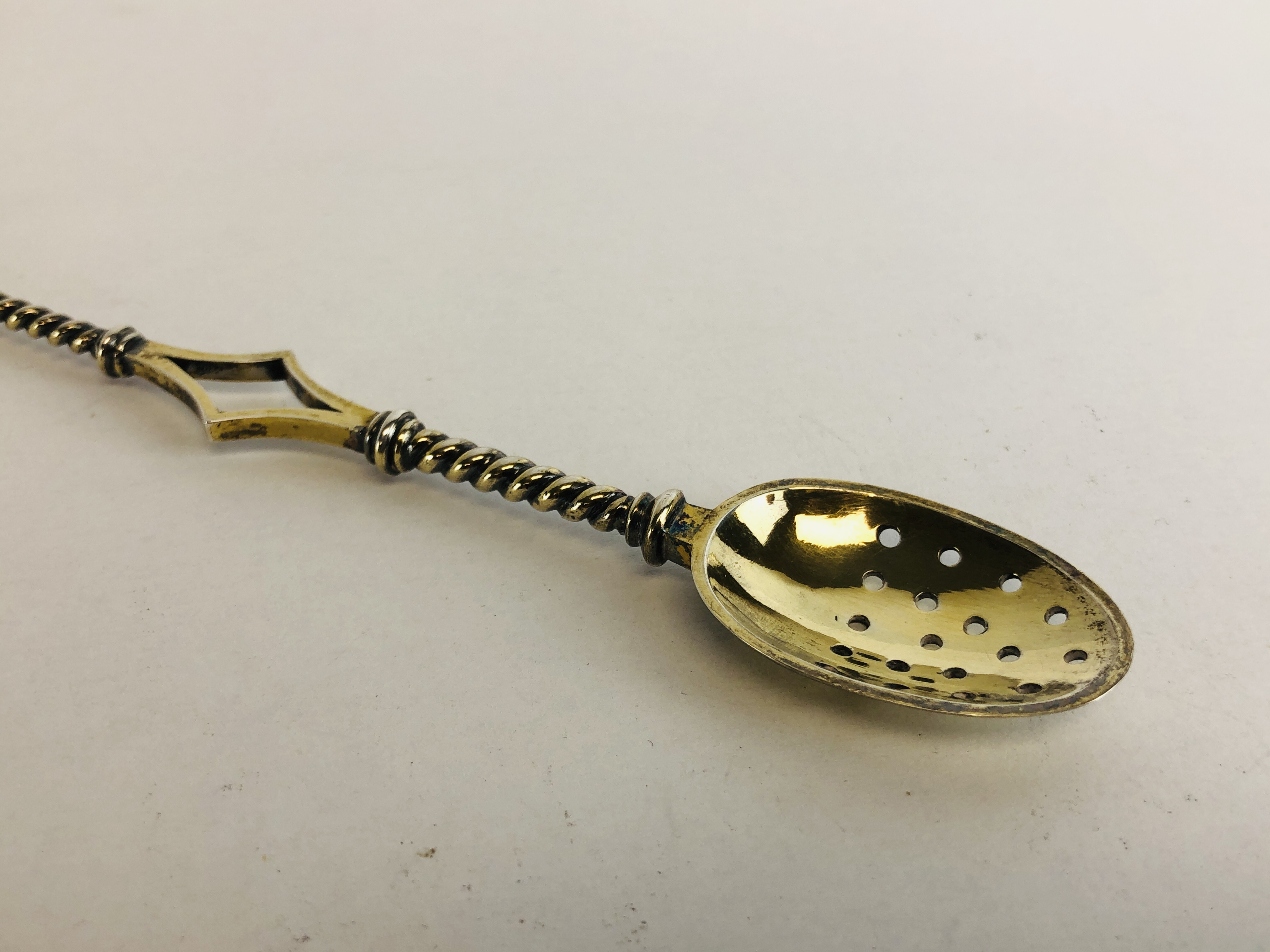 A VICTORIAN SILVER GILT CHRISM SPOON, - Image 6 of 12