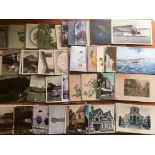 BOX OF MIXED OLD POSTCARDS (APPROX 600).