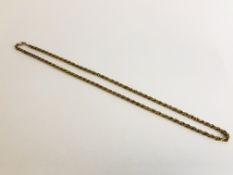 A ROPE TWIST NECKLACE, THE CLASP MARKED 9CT GOLD. L 52CM.