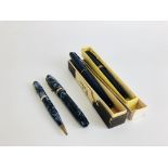 A GROUP OF 4 VINTAGE PENS TO INCLUDE BURNHAM AND PARKER SONNET EXAMPLES.