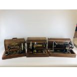 3 VINTAGE HAND SEWING MACHINES