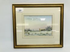 WATERCOLOUR "CHILL IN THE AIR" BEARING SIGNATURE KEN WALTON HEIGHT 15.5CM. X 21.5CM.