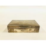 A VINTAGE SILVER CIGARETTE BOX C1949 LONDON (RUBBED MARKS) W 15CM X D 8.5CM X H 3.5CM.